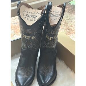Alvies x Billy F Gibbons BFG 01 Black Cowhide Cowboy Boots Mens 8 EE ZZ Top